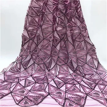 

2019 Wine green African lace fabric,embroidered flower net lace,high quality Nigerian lace fabric with stone for wedding dress