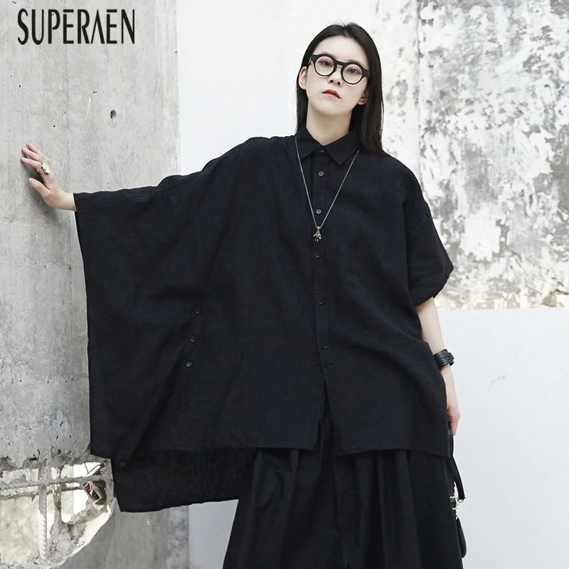 

SuperAen Europe Fashion Casual Women Shirts Solid Color Cotton 2018 New Autumn Blouses and Tops Loose Wild Women Clothing