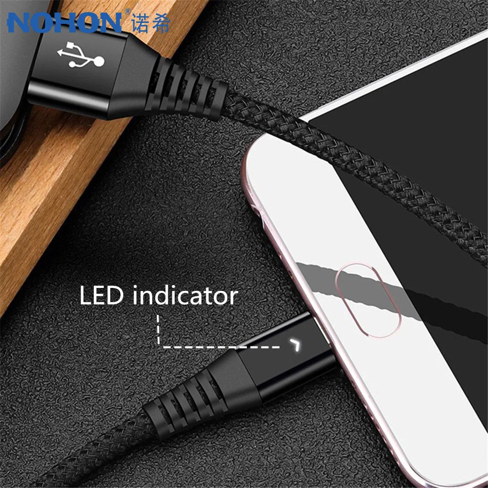 NOHON Micro USB Charge Data Sync Cable For Samsung Galaxy S7 S6 Huawei P8 Xiaomi Redmi Note 4 4X Phone Fast Charging Cables 1.2M