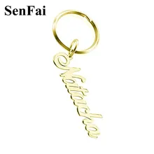 Senfai New Custom Keychain Name Personalized Any Font Gold Silver for women men Key chain Bag Charm Car Key Ring Jewelry Gift