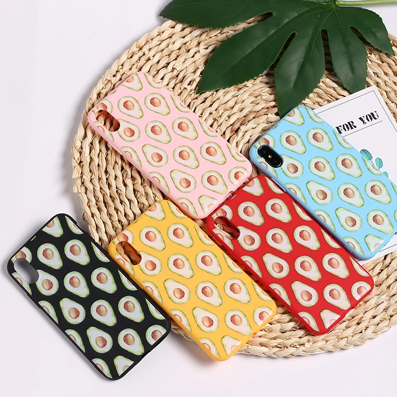 Cute Avocado Food Pattern Soft Silicone Matte Case Fundas Coque Cover For iPhone 12 Mini 11 Pro 8 8Plus X 7 7Plus XS Max | Мобильные