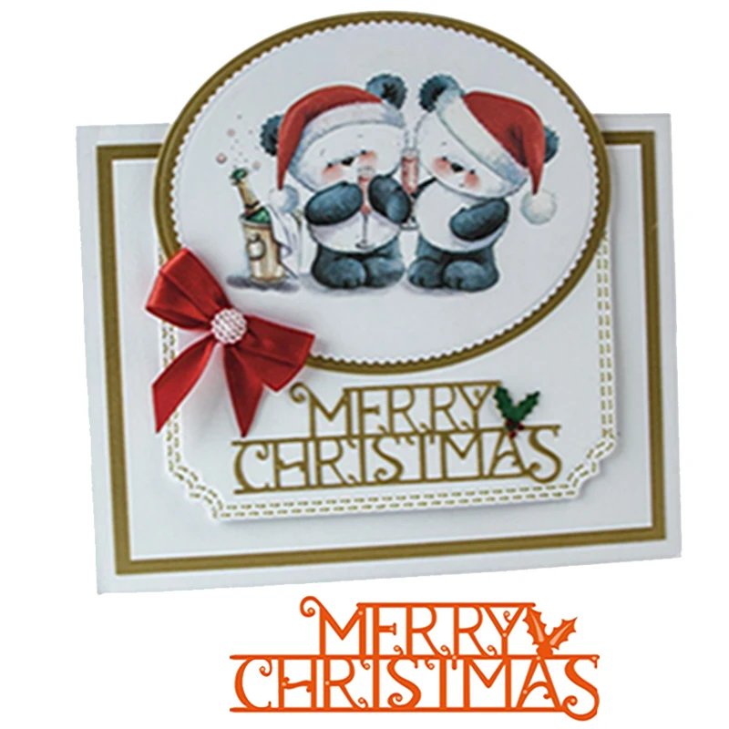 

Merry Christmas Words Shape Metal Cutting Dies Stencil For Scrapbooking Photo Album Embossing DIY Gift Card Handcrafts Templates