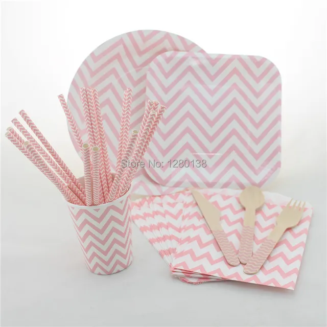 Disposable Party Supplies Pink Chevron Paper Plates Cups Straws ... Disposable Party Supplies Pink Chevron Paper Plates Cups Straws ...