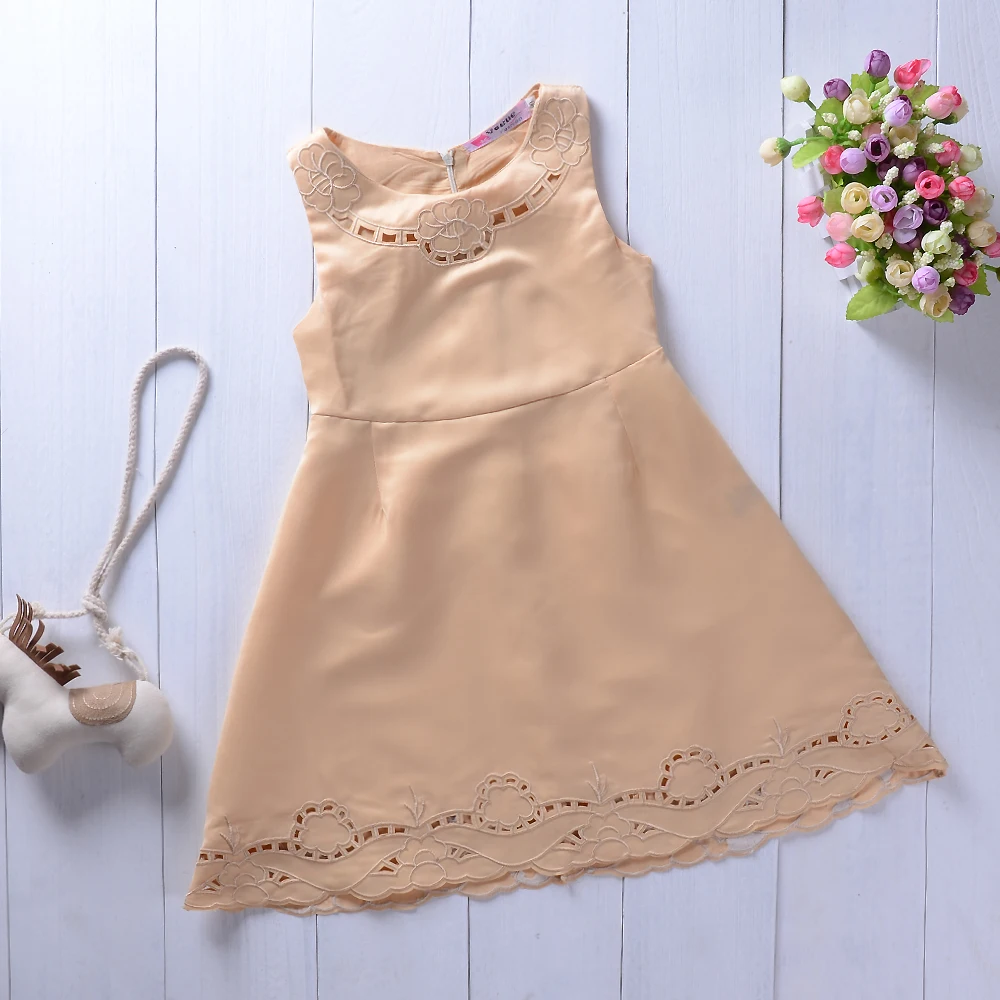 Kid Baby Girl Summer Golden Dress Birthday Party wedding Dress Bebe
