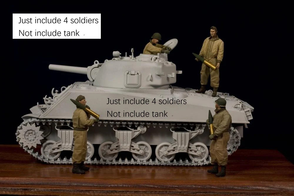 

Assembly Unpainted Scale 1/35 US TANK CREWMAN include 4 soldiers figure Historical WWII Resin Model Miniature Kit