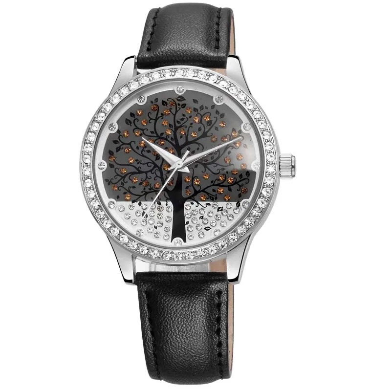 Модные женские наручные часы с рождественской елкой из розового золота, роскошные повседневные женские кварцевые часы Relogio Feminino, рождественский подарок - Цвет: SILVER BLACK
