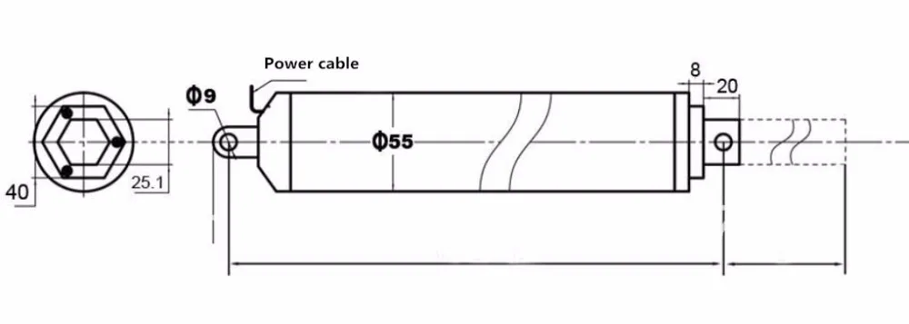 LA13 electric tubular linear actuator drawing