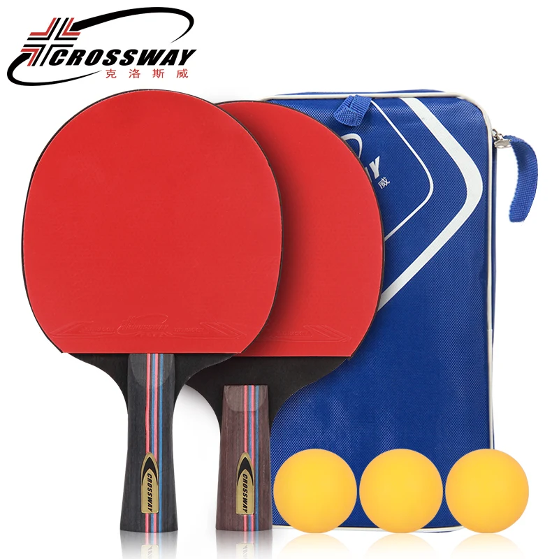 

CROSSWAY 2 Pcs Table Tennis Rackets Set Ping Pong Bat Paddle Solid Wood Training Competition Amateur Special Beginner Equip