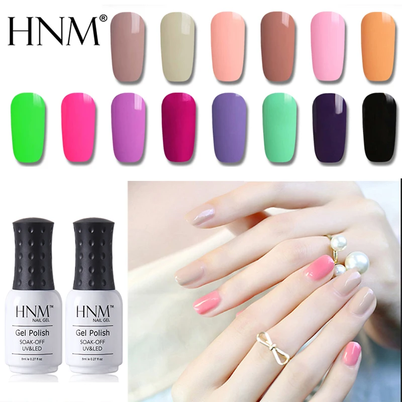 

HNM 8ML Color Nail Gel Polish UV LED Lamp GelLak Soak Off Gelpolish Lucky Hybrid Varnish Semi Permanent Polish Gel ink Shilak