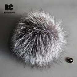 [Rancyword] Роскошный 100% Настоящее Silver Fox меховыми помпонами для зимняя шапка 15 см из натуральной меховым помпоном для сумки шапки Кепки шарф