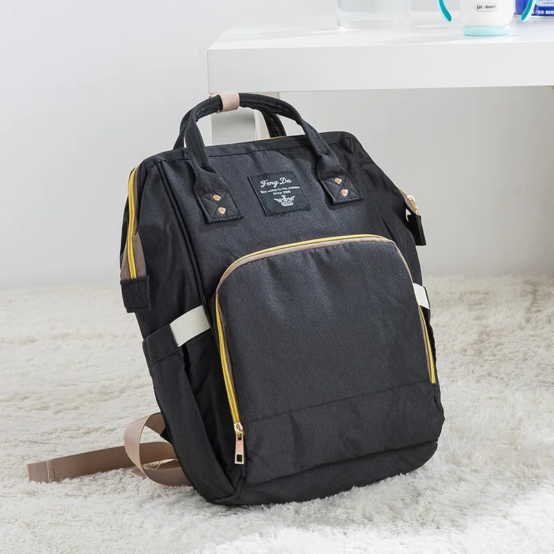 Модная сумка для мам, подгузник, Большая вместительная сумка для подгузников, рюкзак для путешествий, сумка для ухода за ребенком, женская модная сумка - Цвет: Черный