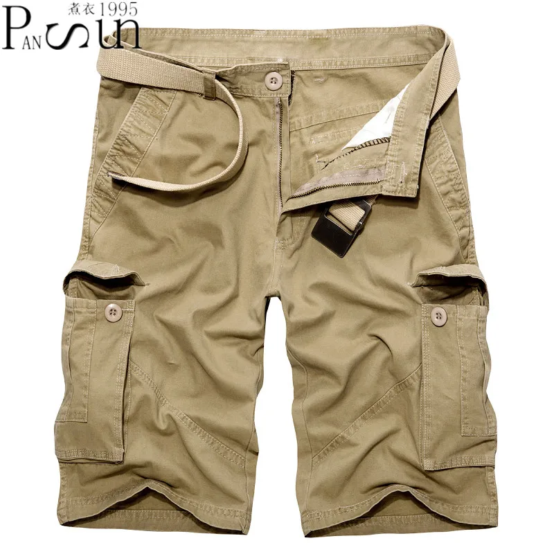 Summer Style 2017 Mens Cargo Shorts Army Green Khaki Overalls Male Loose Multi Pocket Shorts Big 