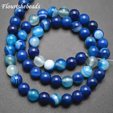 Высококачественный синий полосчатый Агат красивые вены камень круглые свободные бусины 5 нитей в партии 6 мм 8 мм 10 мм