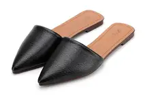 Fashion tip flat sandals summer pu women Slides Simple and stylish women flat sandals and slippers Non-slip rubber sole
