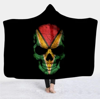 

PLstar Cosmos Hooded Blanket for Adult Gothic Color Skull Sherpa Fleece Wearable Throw Blanket Microfiber Galaxy Bedding style-5