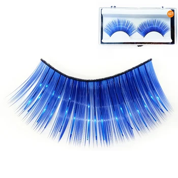 

YOKPN Anime Art Exaggerated False Eyelashes Hand Made Fake Eyelash 1 Pair Blue Long Section Fiber Beauty Makeup Lashes