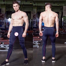 Обтягивающие спортивные штаны для мужчин, Компрессионные спортивные штаны, мужские Модные однотонные леггинсы для бега, Мужские штаны для фитнеса, эластичные брюки