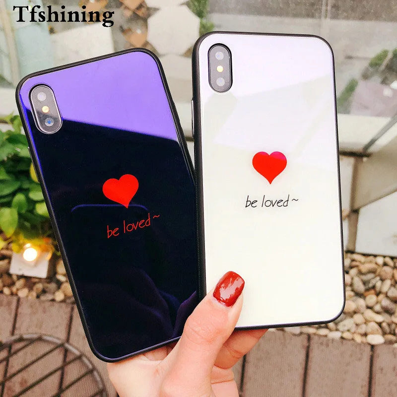 Tfshining Роскошные закаленное Стекло чехол для Apple IPhone X 10 7 8 6 6s плюс Симпатичные