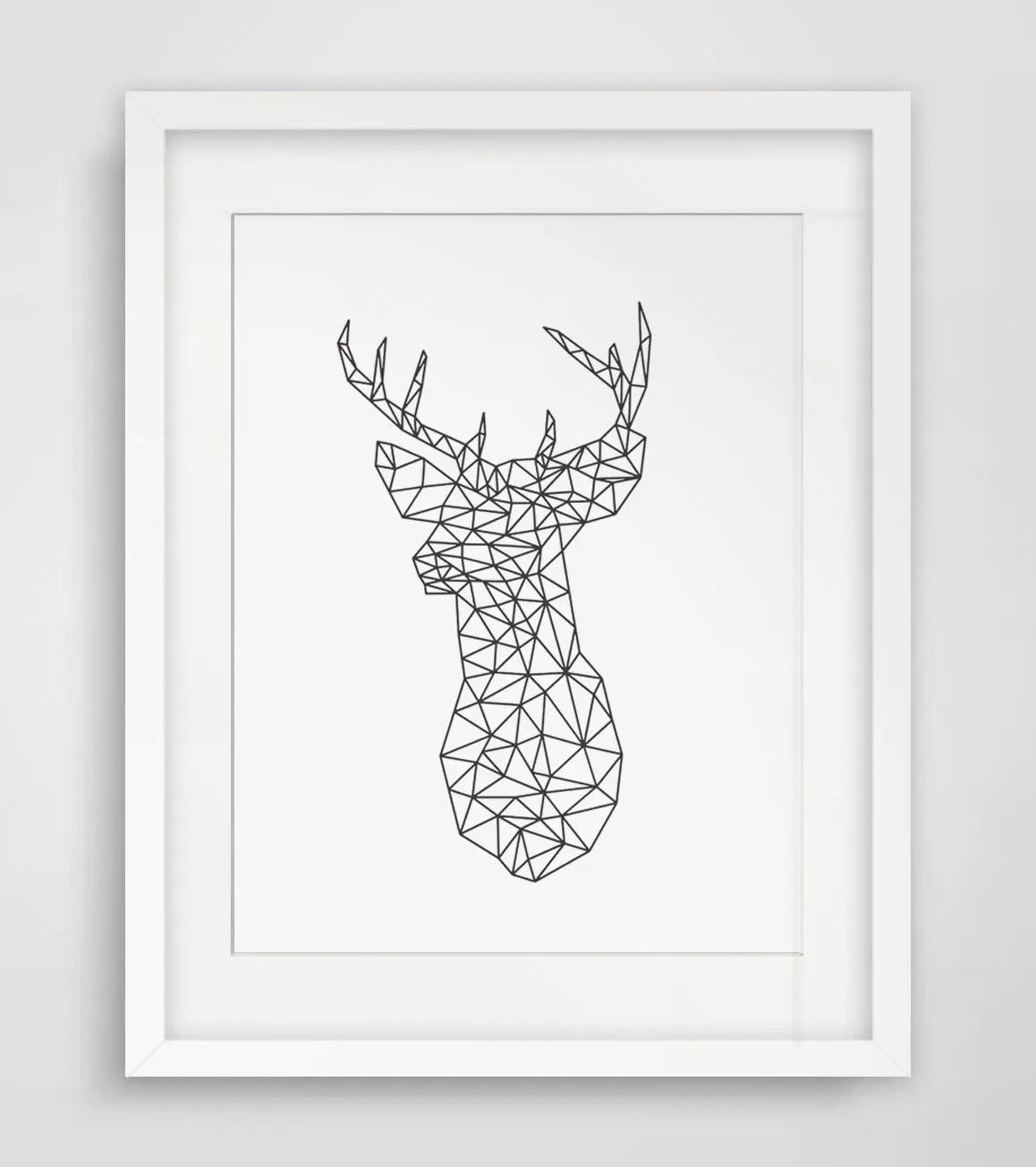 Geometric Deer Head Art Print Deer Geometric Animal Wall Art Deer
