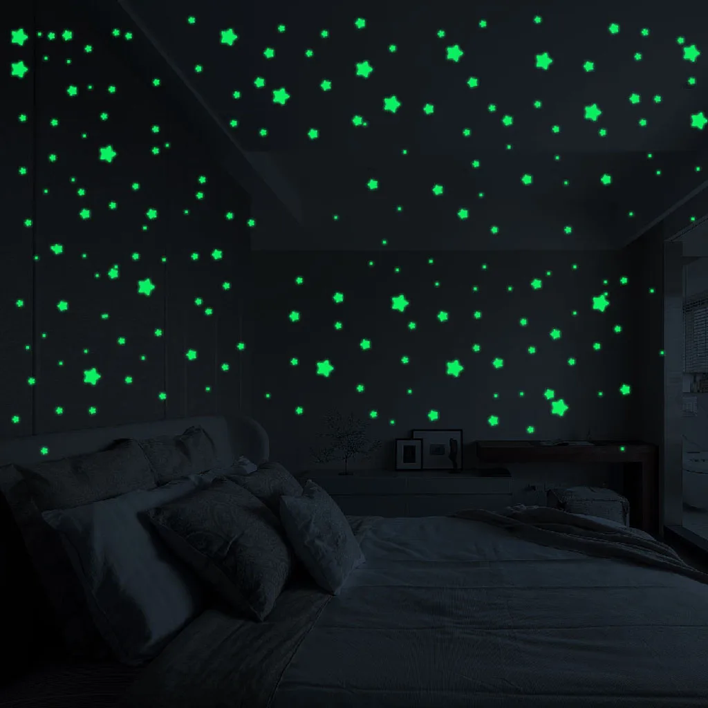 

Beautiful 3D stars glow in the dark glowing fluorescent wall stickers room decoration home decor accessories room decoration