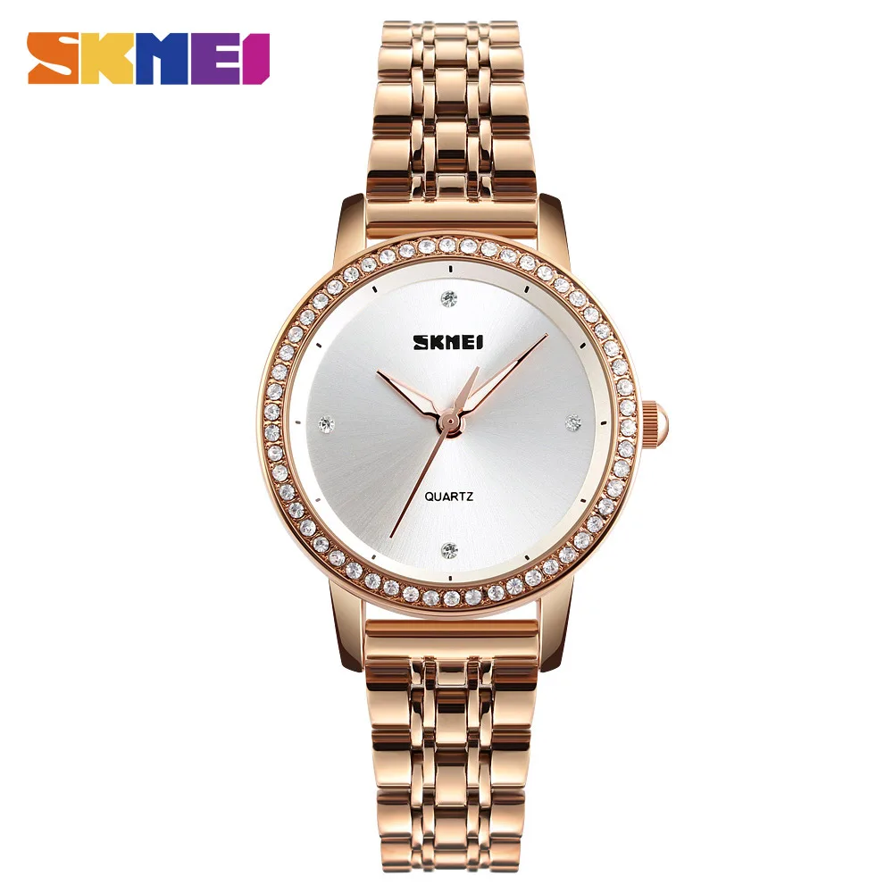 

SKMEI Ladies Watch Quartz Top Luxury Stainless Steel Strap Women Watches Fashion Clock Female Water Resistant relogio feminino