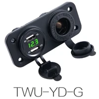Модифицированное автомобильное зарядное устройство 12 В многофункциональное двойное USB зарядное устройство для автомобиля с прикуривателем адаптер вольтметр светодиодный цифровой - Название цвета: TWU-YD-G