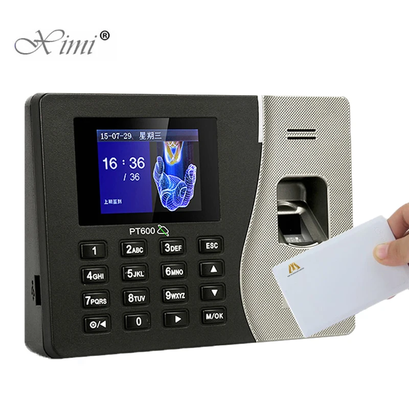 

Linux system biometric fingerprint time attendance recorder with 13.56MHZ MF card reader with 3" color screen time attendance