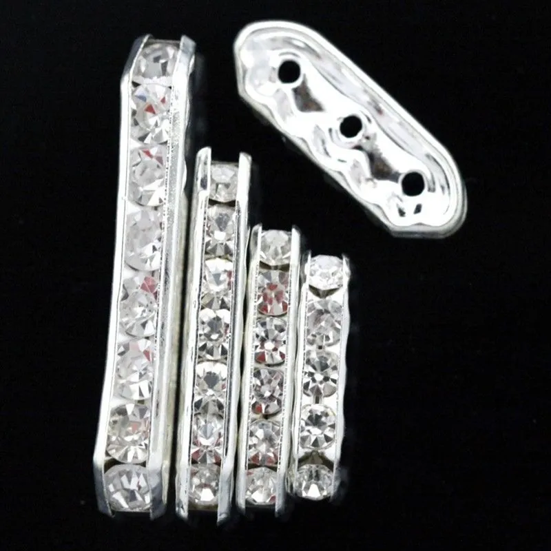 

20pcs Wholesale Clear Silver Rhinestone 3 /5 Hole Spacer Connectors Findings for DIY Jewelry Making Accessories 13/20/27/35mm