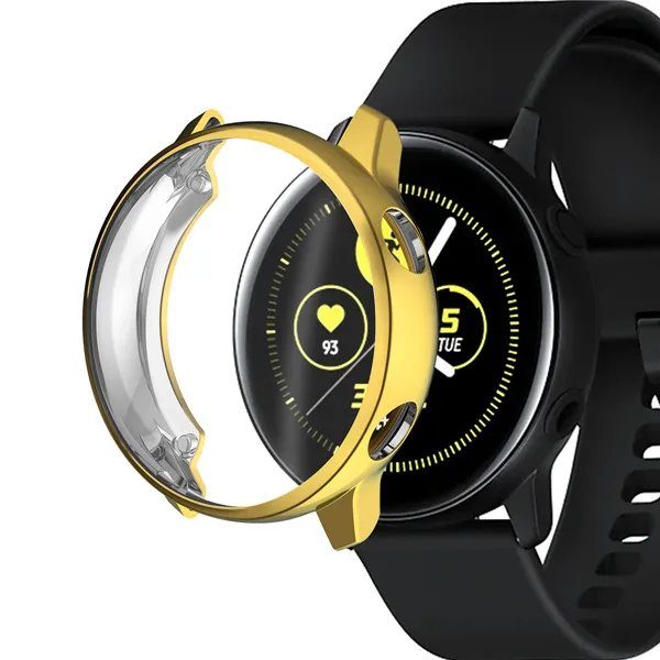 Мягкий защитный чехол для samsung Galaxy Watch Active SM-R500 тонкий TPU полная защита Корпус рамка аксессуары для бампера - Цвет: Золотой