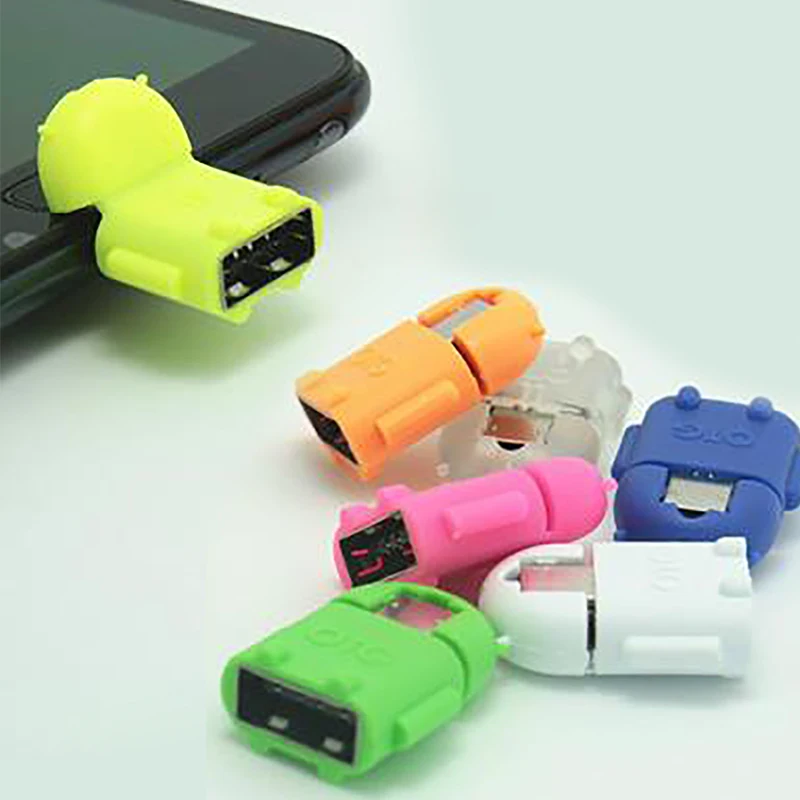 

Multi color Option Robot Shape Android Micro USB To USB Converter OTG Adapter For Samsung Galaxy S3 S4 S5 Smartphone keyboard