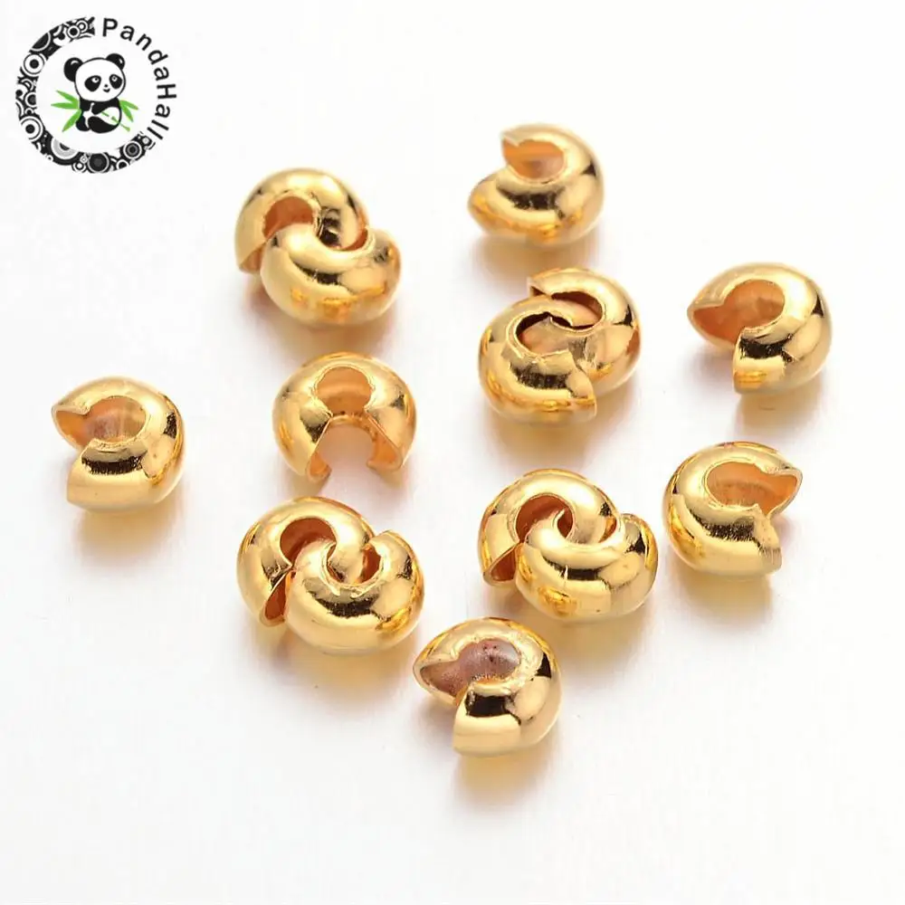 

2000pcs 4mm Golden Silver Iron Crimp Beads Covers for DIY Jewelry Making Cadmium Free & Nickel Free & Lead Free Hole: 1.5~1.8mm