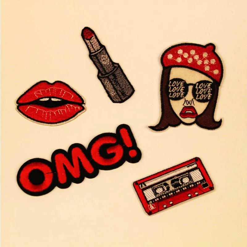 Lip / Lipstick Fashion Embroidered Sequins Iron On Patch Cloth Patches Woman Girl Sexy Charm