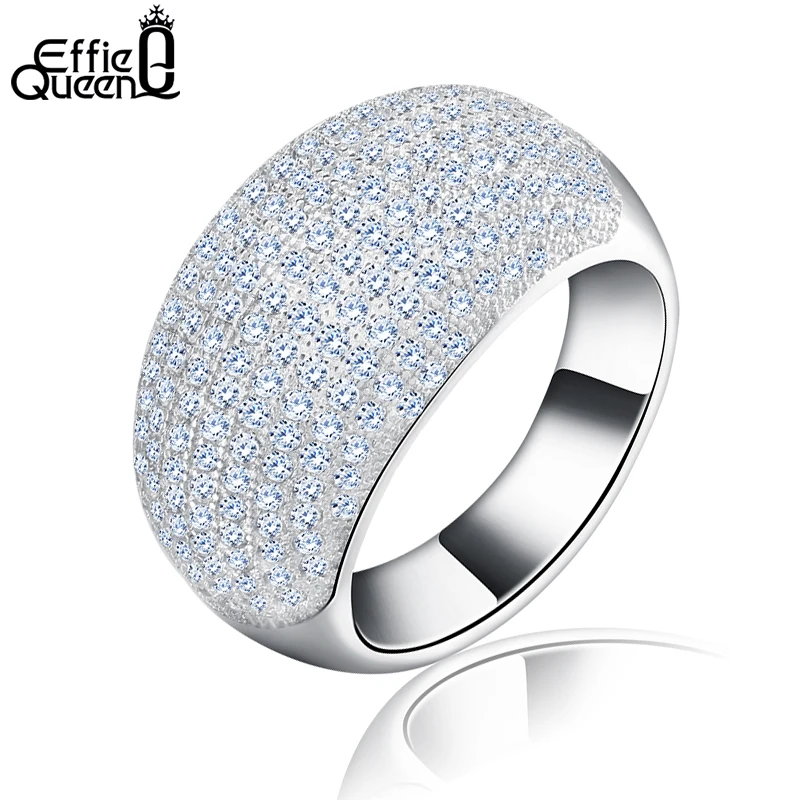 Effie queen, модное большое очаровательное женское кольцо, 196 шт., цирконы, проложенные гладко, настоящее роскошное Кристальное кольцо на палец, вечерние, DR123