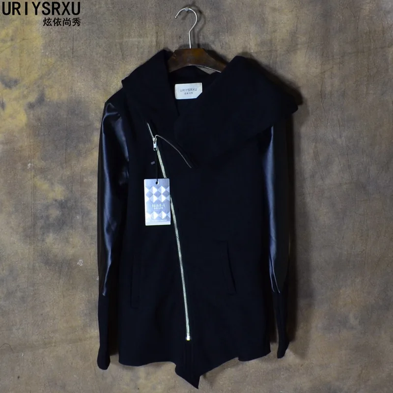 Compra chaqueta de cuero de los hombres con capucha online