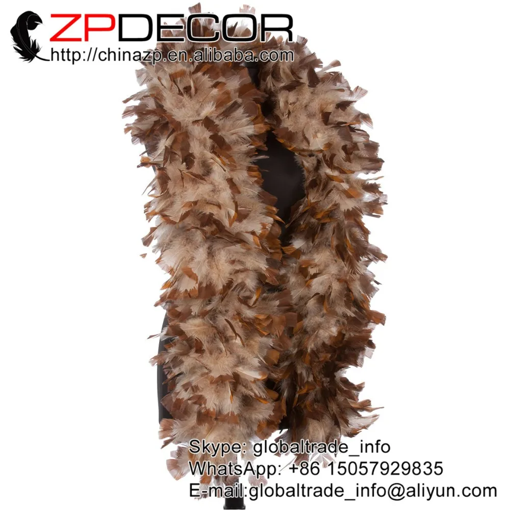 

ZPDECOR 2 yards/lot Pretty Handwork Dyed CAMEL WITH BROWN TIPS 150g Turkey Flat Feather Boas Wraps for Dancing Decoration