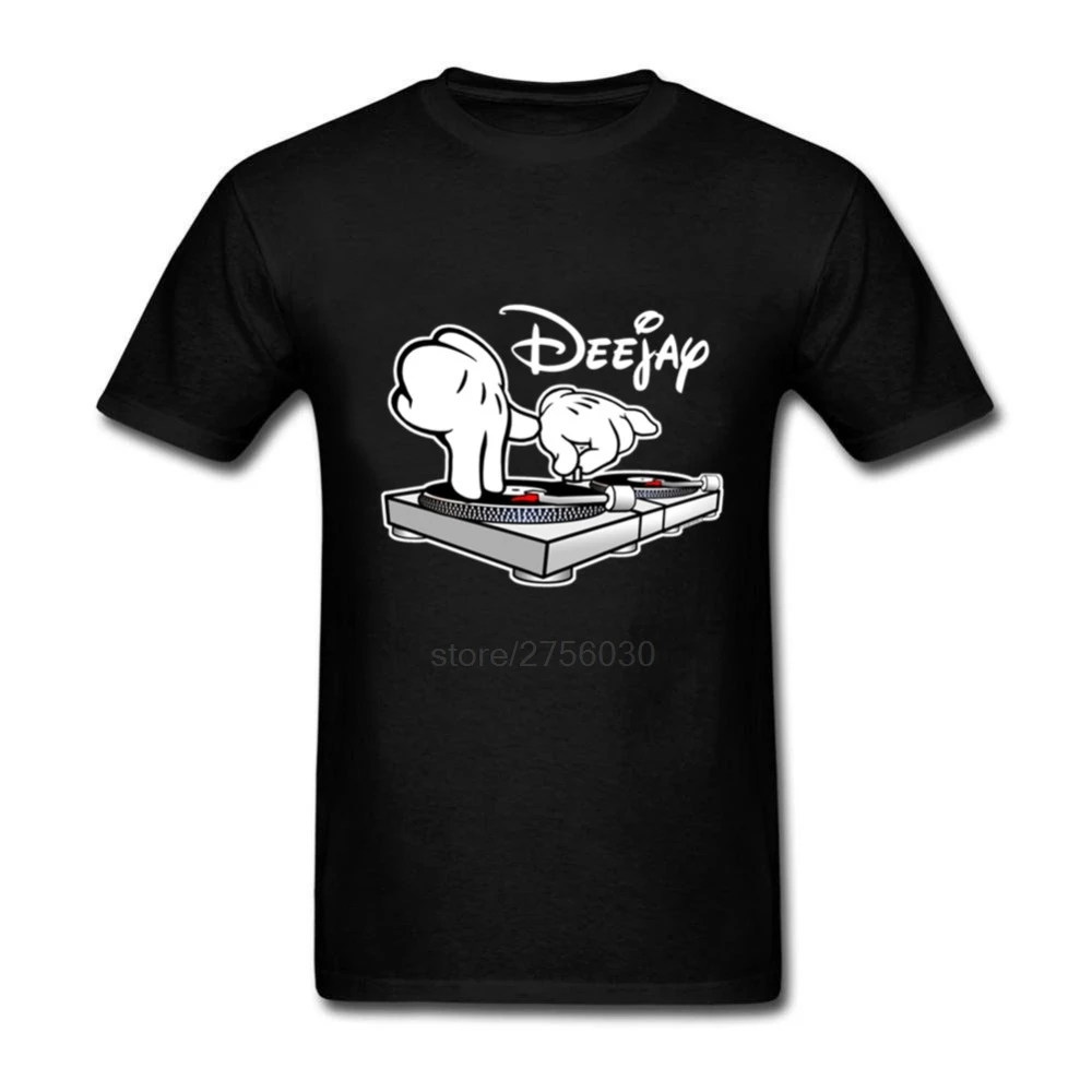 Men's lastest 2017 fashion short sleeve DJ Turntables Cartoon Hands printed t-shirt funny tee shirts Hipster O-neck cool tops