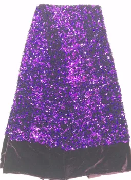 

purple Velvet Lace Fabric 2019 New Arrival Wholesale Guipure Lace with Sequin Popular African Lace Fabric for Wedding
