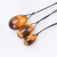 Yoni Egg Massage Drilled Natural Tiger Eye Jade Egg Gemstone Eggs for Kegel Exercise Crystal Healing Reiki Sex Toys for Women jade yoni egg of 3pcs nephrite jade eggs for women kegel exercise for jade massage