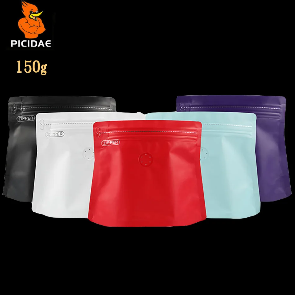 

150 g 3D coffee chocolate food Grains nut Snack 1/4 pound packing Bag zipper Aluminum foil stand up ziplock diamond Shaped valve