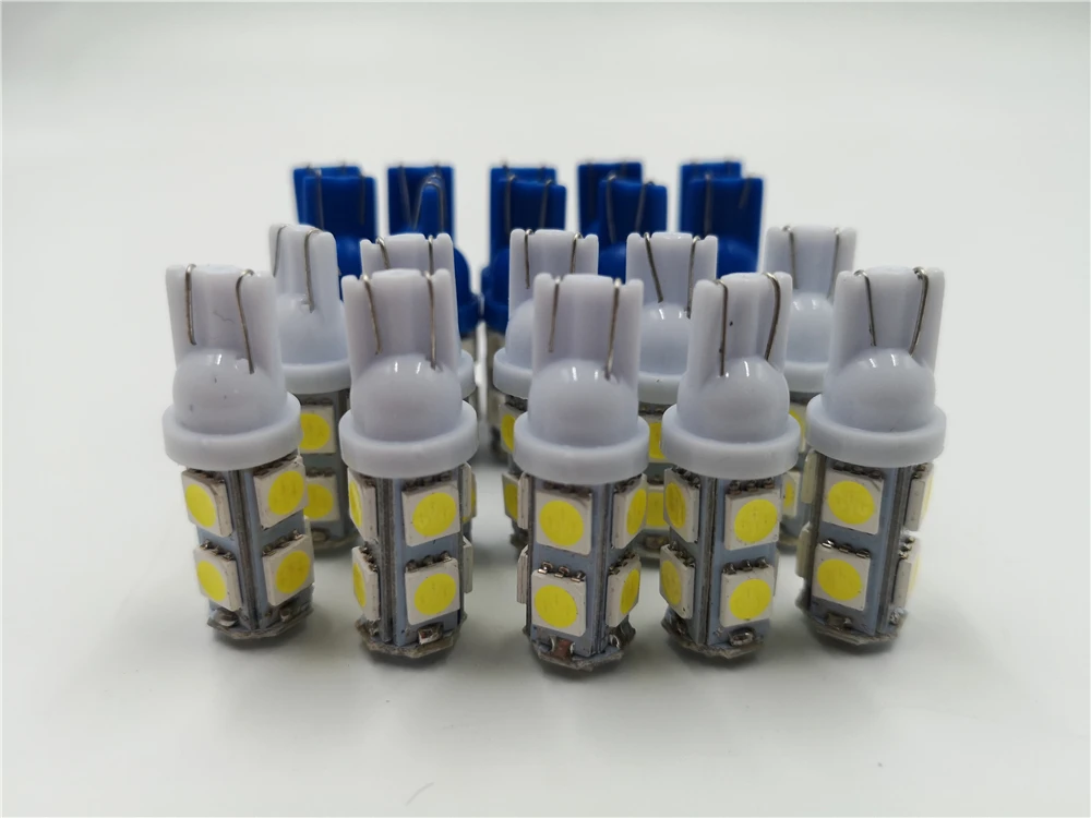 20 штук T10 5050 9SMD 9 светодиодный Автомобильный светодиодный 194 168 192 W5W DC 12 V автомобиль лампы, сигнализирующий фонарь клиновидный для салона боковые габаритные огни