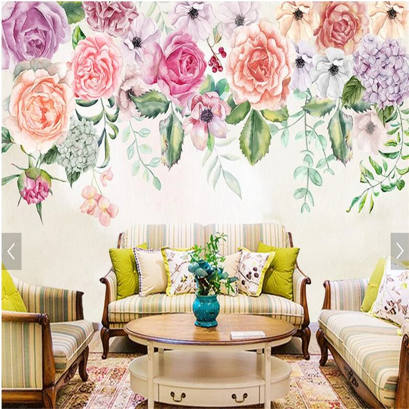 

beibehang Custom photo wallpaper hand painted roses pastoral paspaper room mural living room TV 3D wallpaper papel de parede