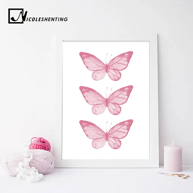 Pink Erfly Wall Art Posters Nursery Prints Nordic Style Painting Pink Erfly Wall Art Posters Nursery Prints Nordic Style Painting Pictures For Children Bedroom Decoration