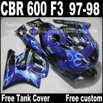 

Motorcycle parts for HONDA CBR 600 F3 fairings 1997 1998 CBR600 F3 97 98 dark light bue fairing kit plastic sets + Tank cover