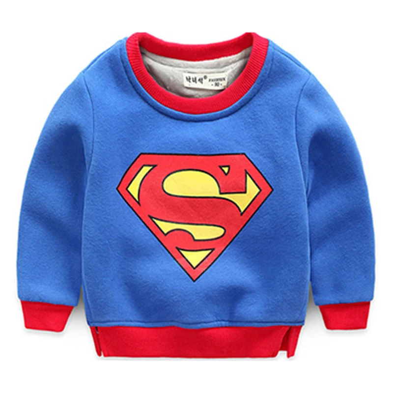 Хан Издание Супермен Зима Плюс Бархат Толстовки Круглым Воротом Мальчики Новую