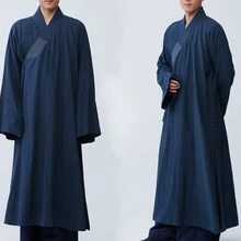 Унисекс из хлопка и льна на лето и весну синий zen lay халат костюмы для медитации буддийский монах костюмы шаолин Кунг фу костюм униформы