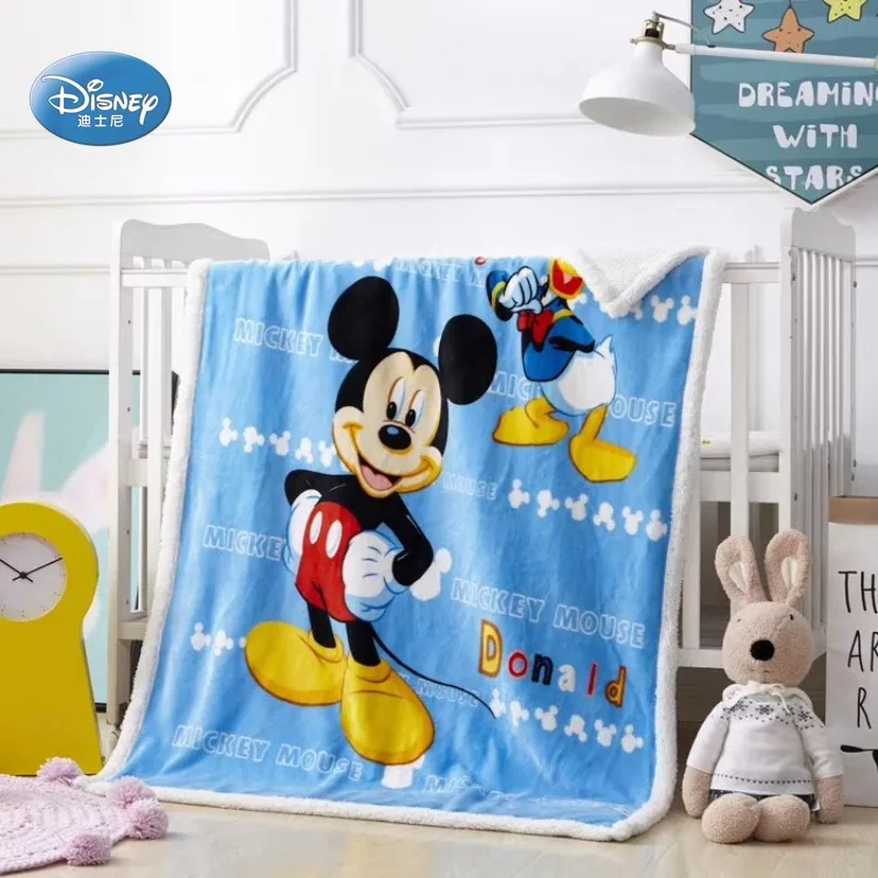 Одеяло disney Mickey mouse из кораллового флиса с шерпой и подложкой, 100x140 см, покрывало для малышей, детей, на кровать, кроватку/диван, осенне-зимнее одеяло