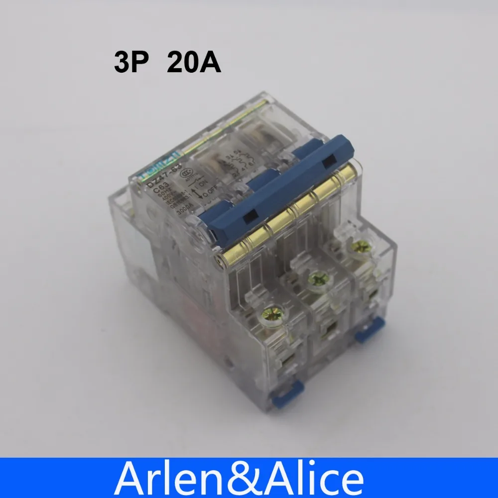 

3P 20A 400V~ 50/60HZ Transparent case Mini Circuit breaker MCB safety breakers
