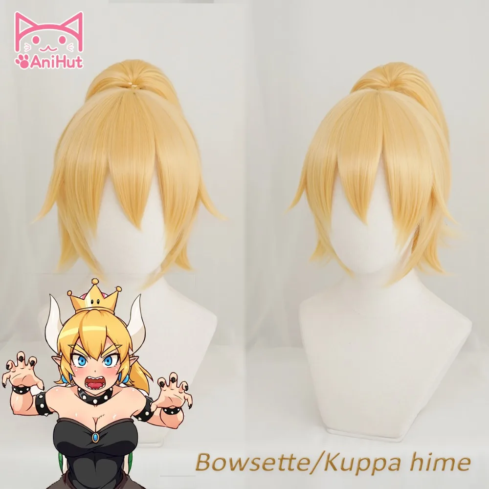 Anihut Супер Марио игры Косплей парик принцесса куппа Купа Hime Bowsette женщин длинные