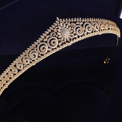 Европейский Простой сверкающий полный циркон свадебные диадемы Короны Покрытые Кристаллами свадебные ободки для волос невесты ювелирные изделия - Окраска металла: Gold