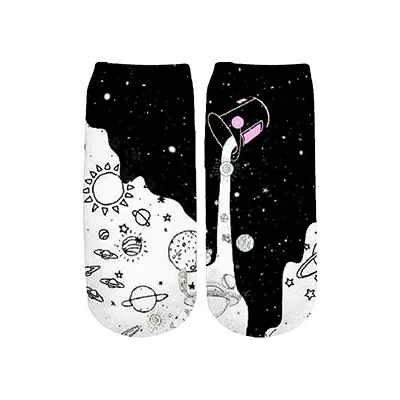 PLstar Cosmos art забавные молочные космические Galaxy носки летние модные 3D хлопковые носки красочные теплые короткие носки женские носки - Цвет: 1